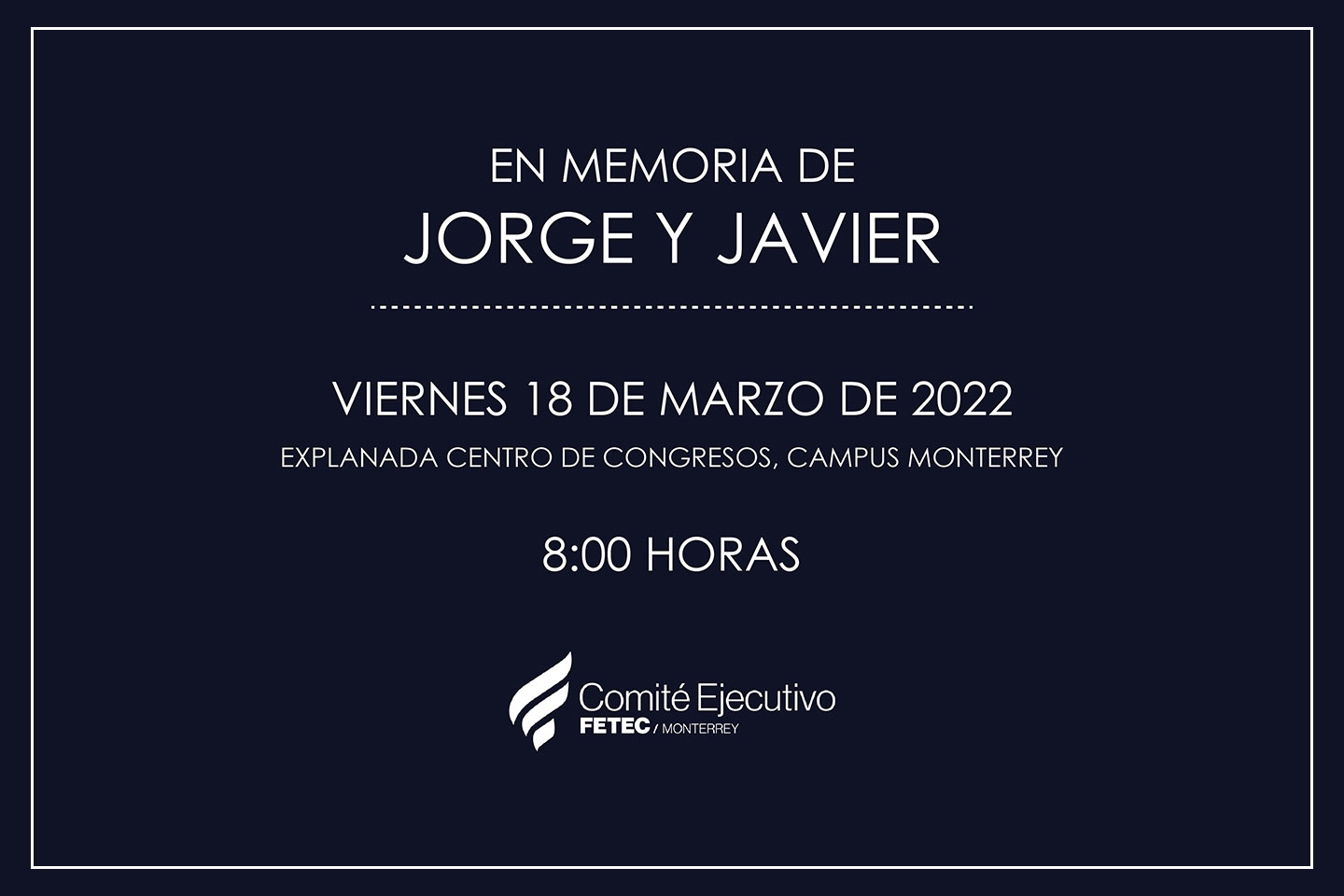 Invitación en Memoria de Jorge y Javier